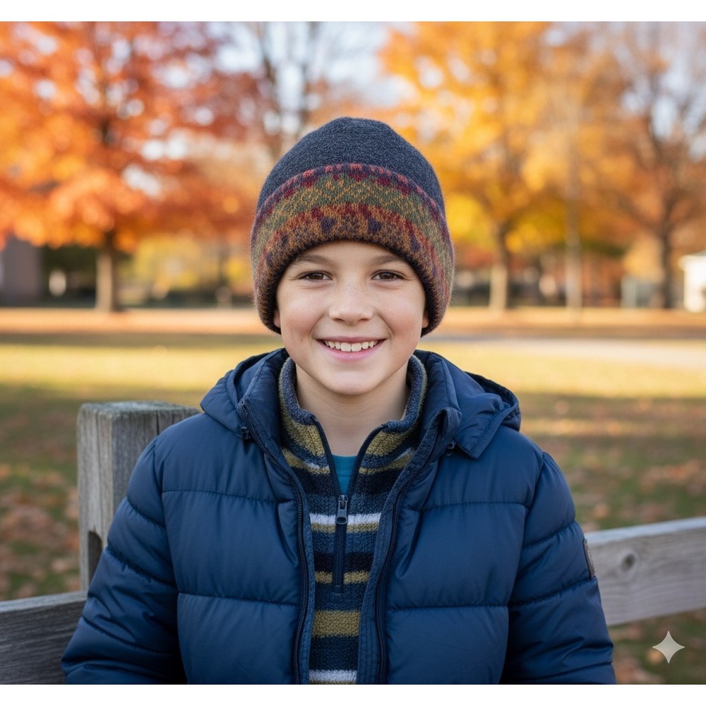 Kids Alpaca Knit Beanie Winter Hat Multicolor Waliki Made in Bolivia